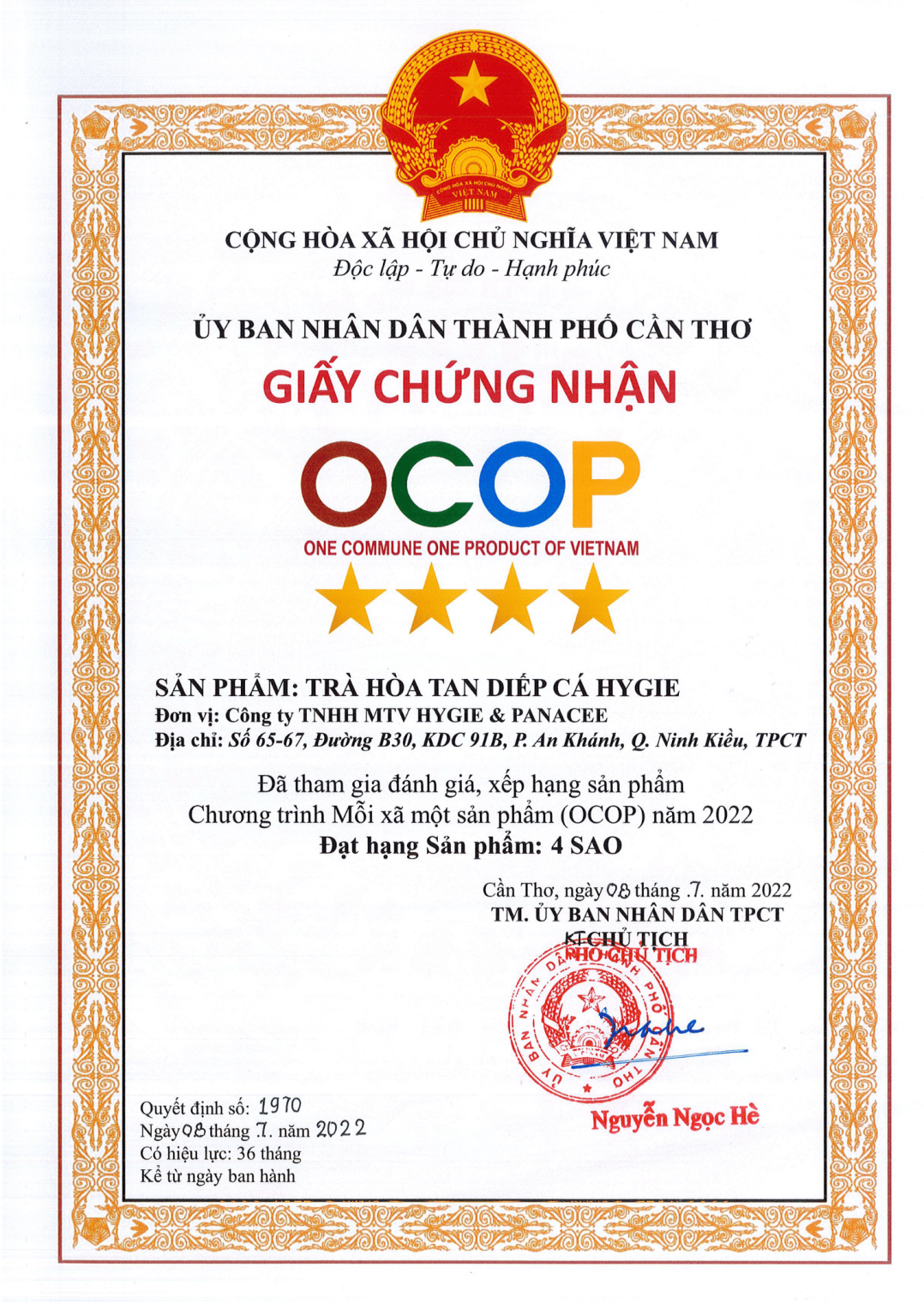 OCOP Tra hoa tan diep ca