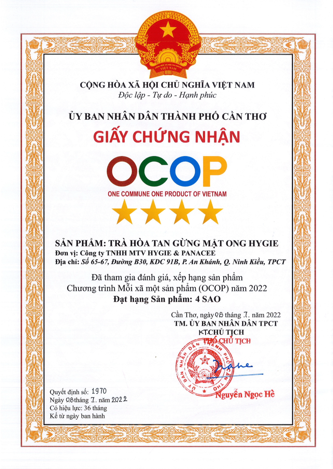 OCOP Tra hoa tan gung mat ong